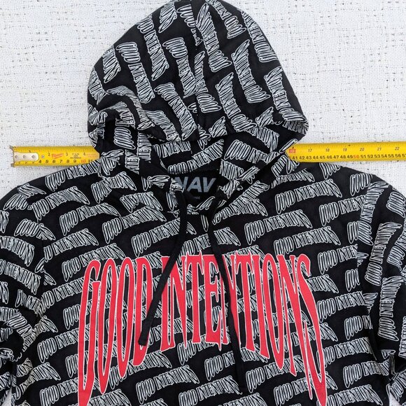 Vlone x Nav Good Intentions All Over Hoodie Men's Black Pullover Cotton Size XL - Picture 4 of 7